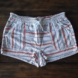 Rewind High Waist Striped Shorts - Red, Blue, White